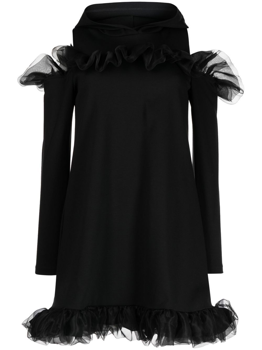 Shanshan Ruan tulle-trim cold-shoulder dress - Black von Shanshan Ruan