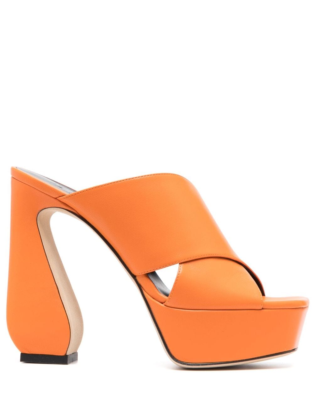 Si Rossi 135mm platform leather mules - Orange von Si Rossi