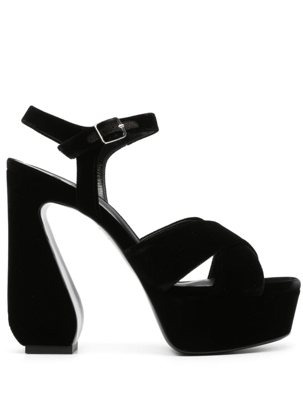 Si Rossi 140mm velvet leather sandals - Black von Si Rossi