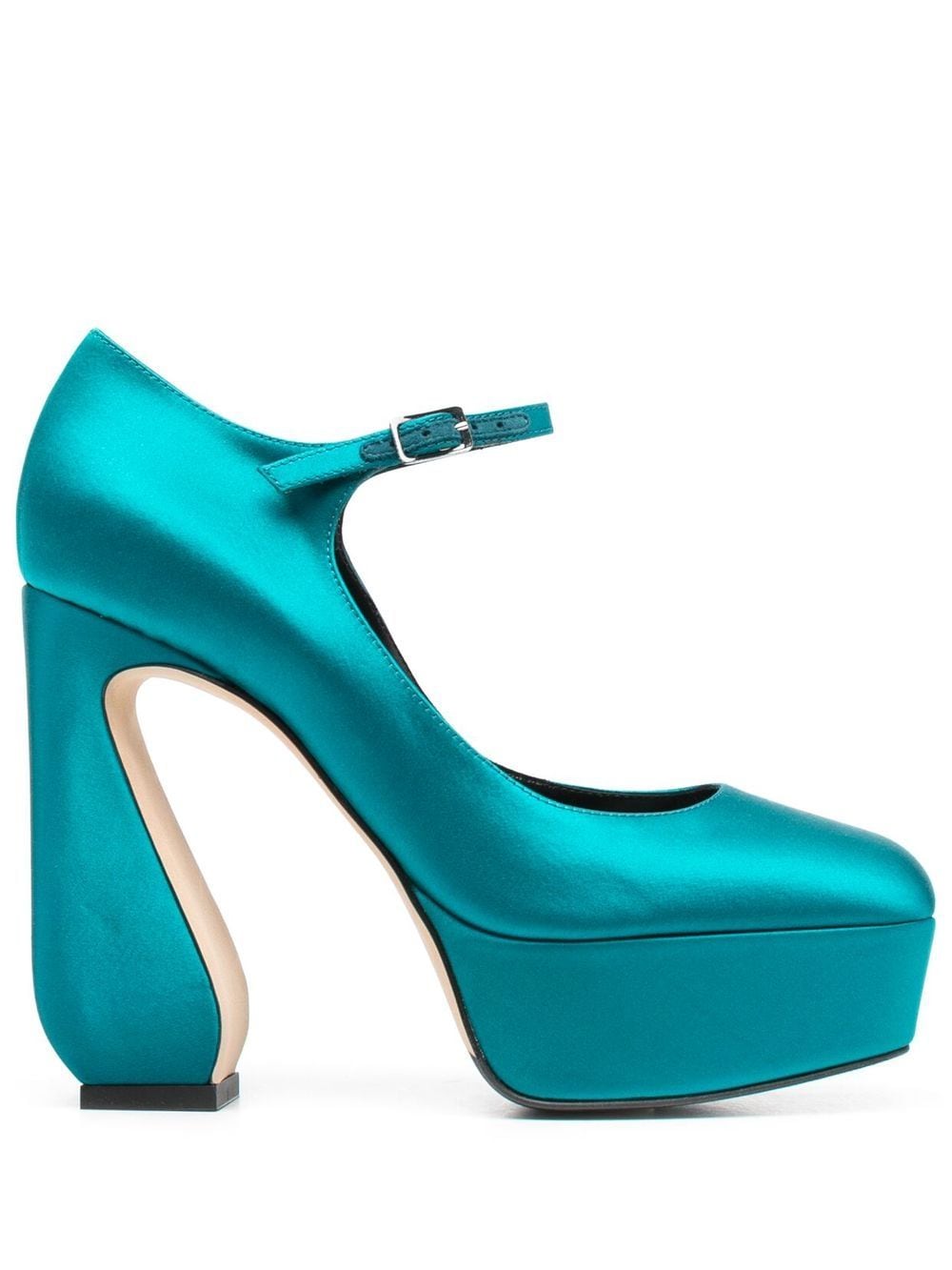 Si Rossi satin-finish platform pumps - Blue von Si Rossi