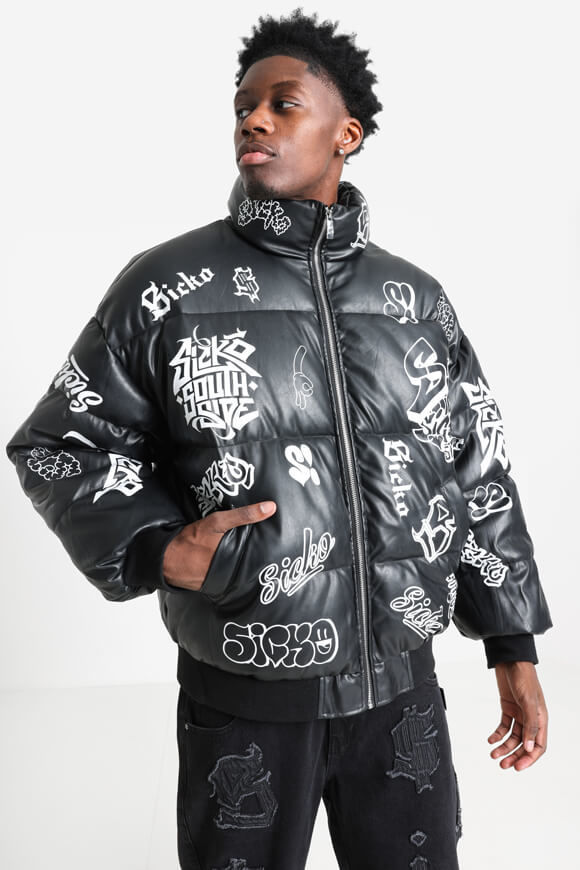 Sicko Puffer Kunstlederjacke | Black | Herren  | L von Sicko