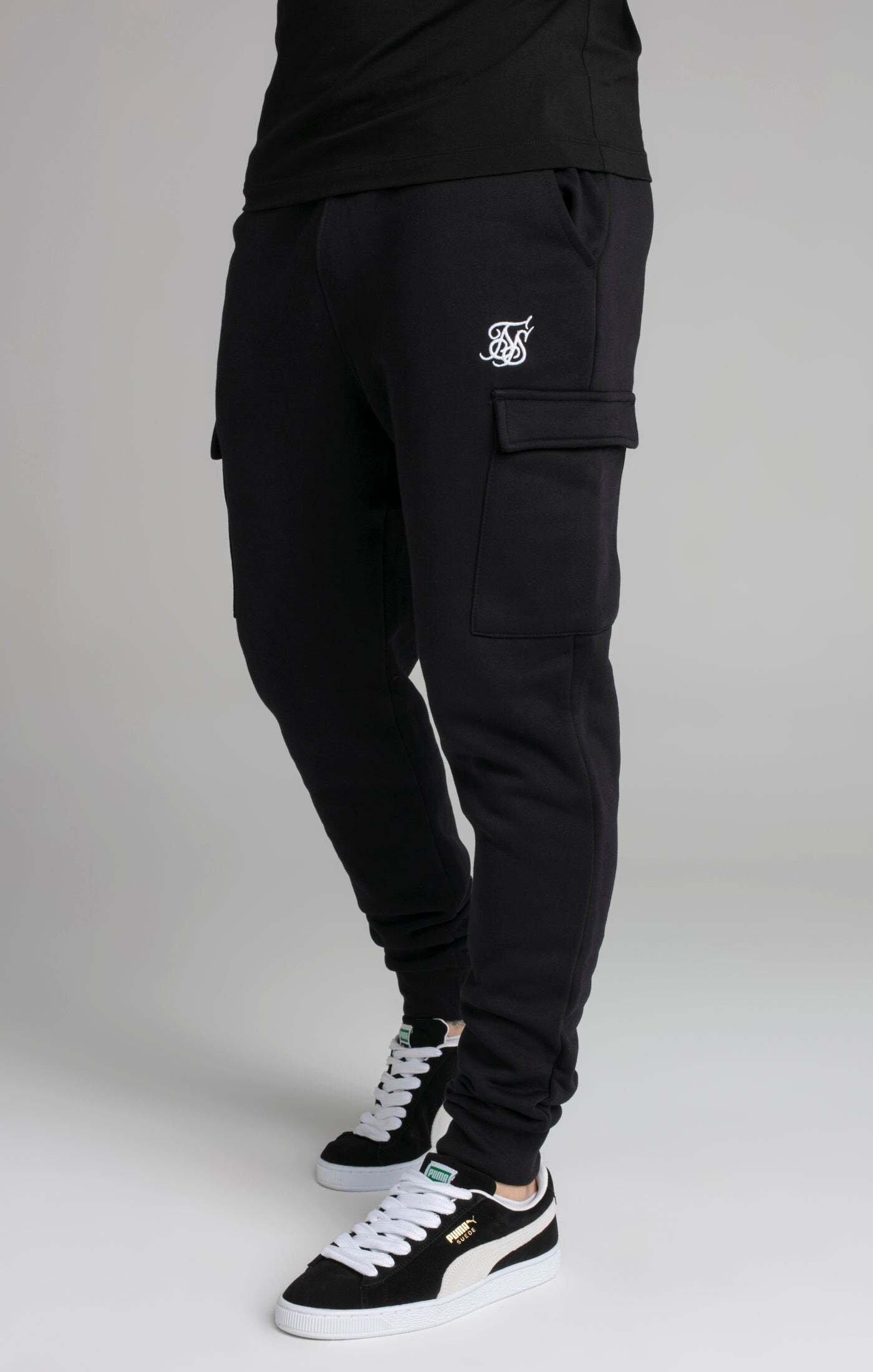 Sweatpants Black Essential Cargo Jogger Herren Schwarz XL von Sik Silk