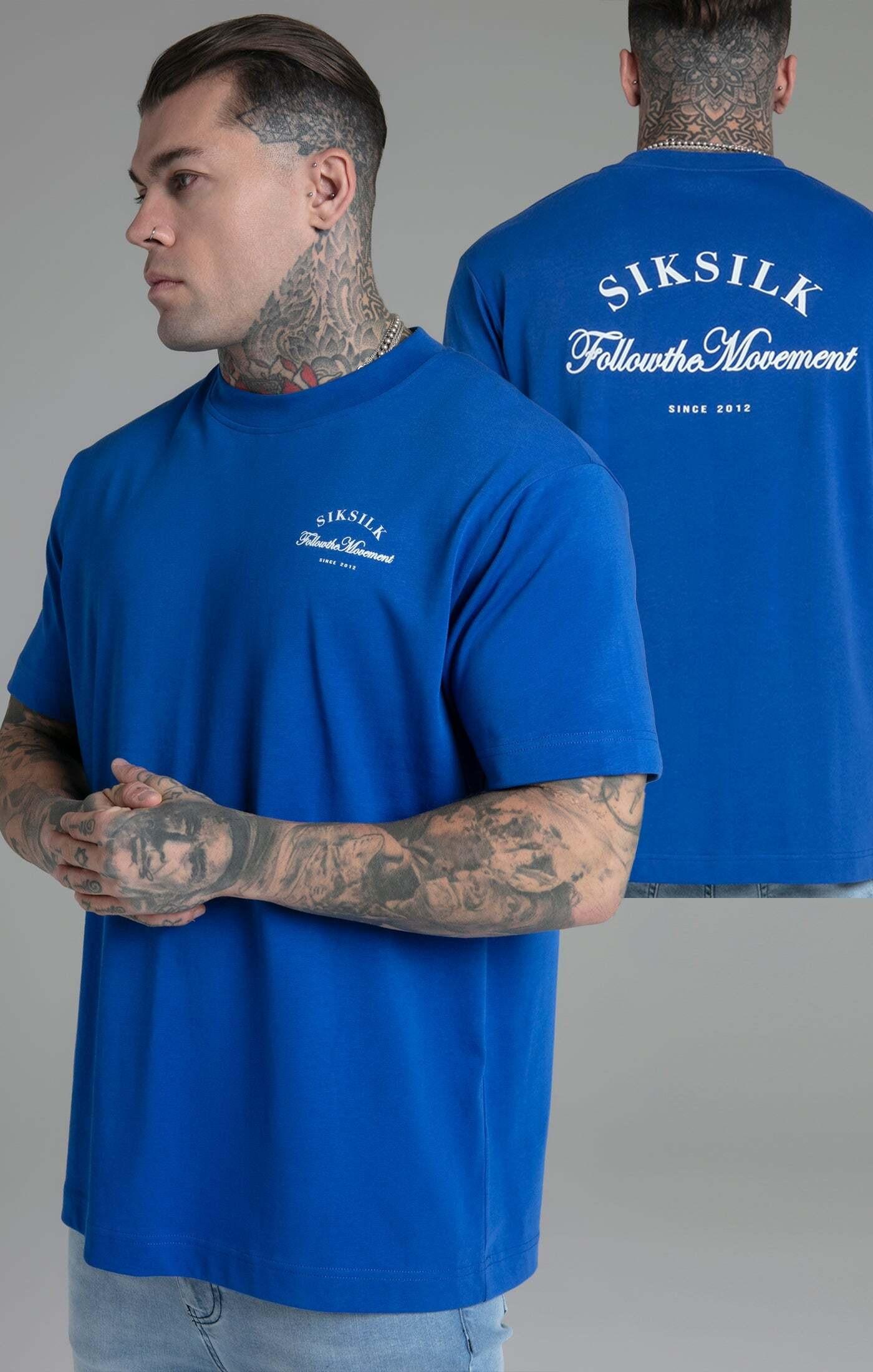 T-shirts Graphic T-shirt Herren Blau L von Sik Silk