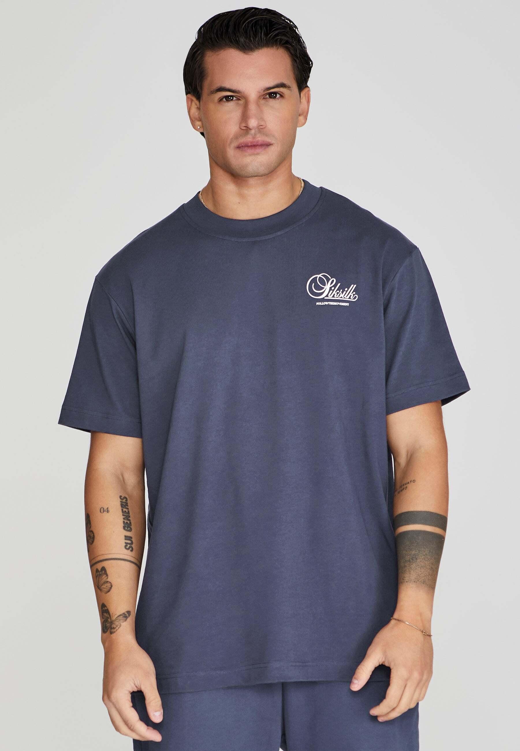 T-shirts Graphic T-shirt Herren Blau XL von Sik Silk