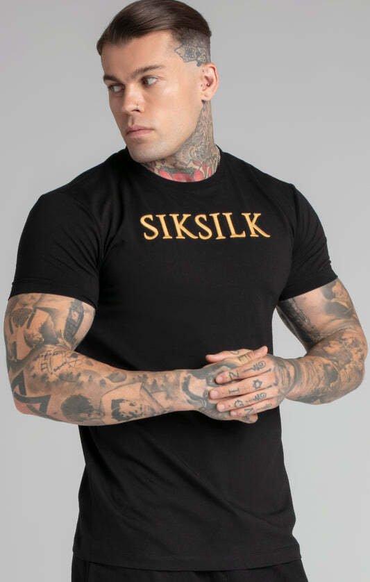 T-shirts Muscle Fit T-shirt Herren Schwarz L von Sik Silk
