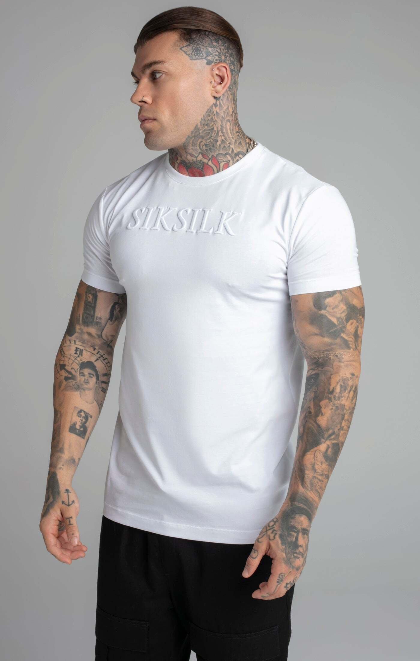 T-shirts Muscle Fit T-shirt Herren Weiss L von Sik Silk
