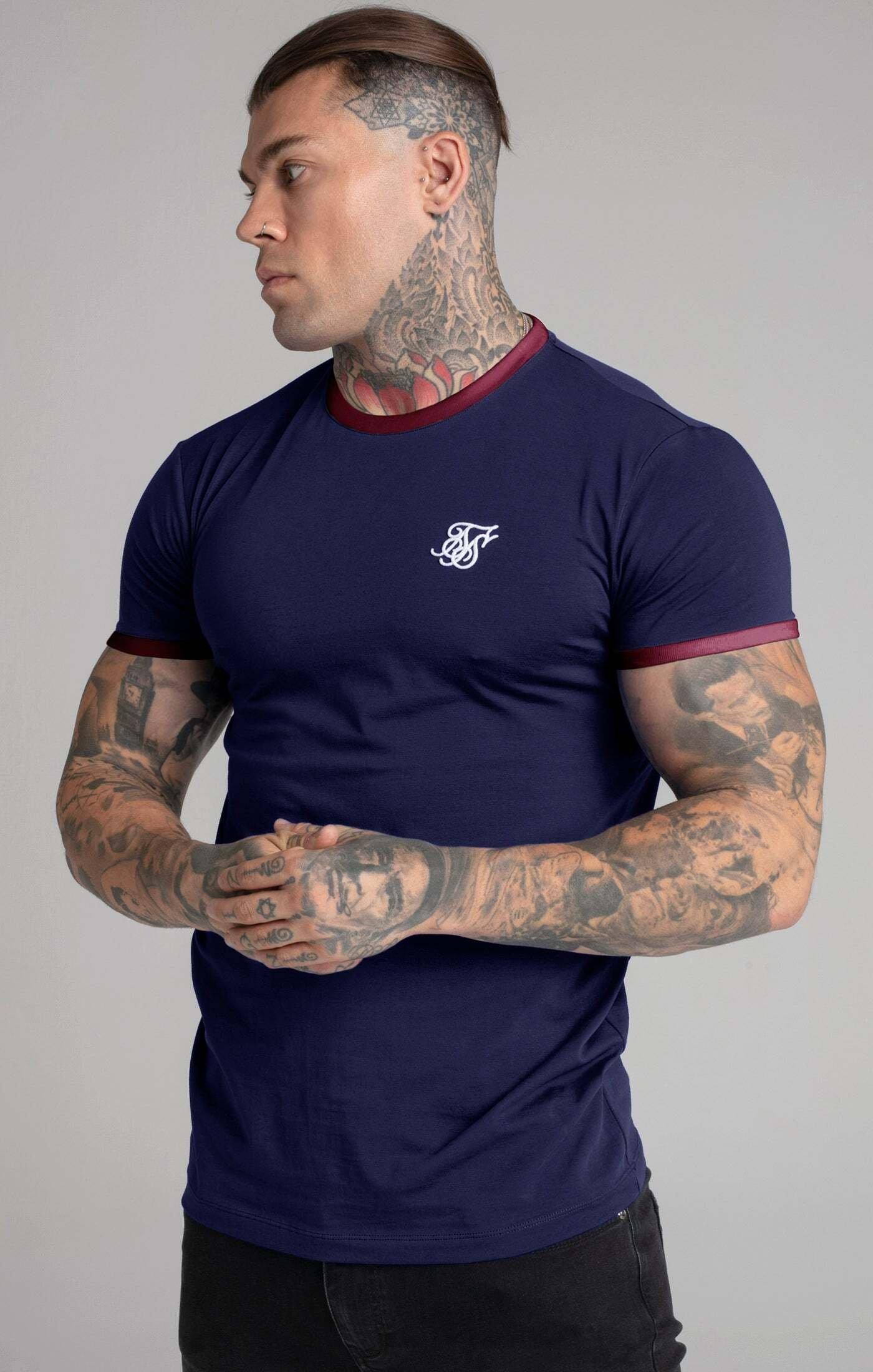 T-shirts Navy Short Sleeve Ringer T-shirt Herren Marine L von Sik Silk