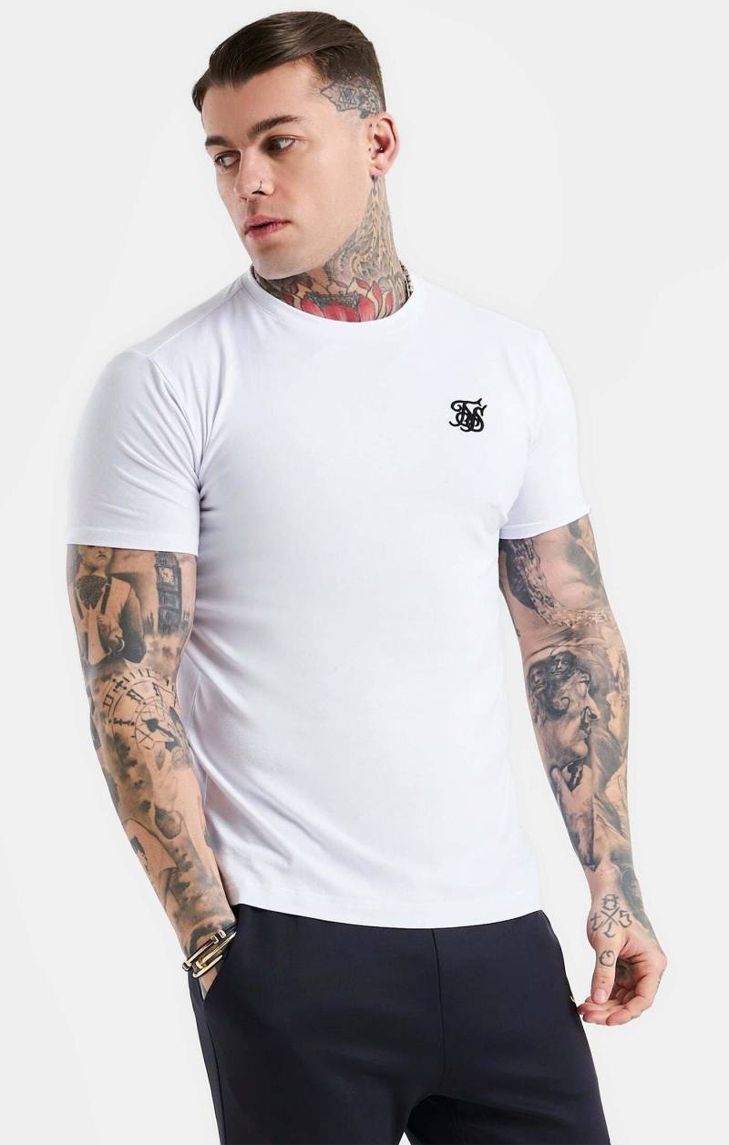 T-shirts White Essential Short Sleeve Muscle Fit T-shirt Herren Weiss M von Sik Silk