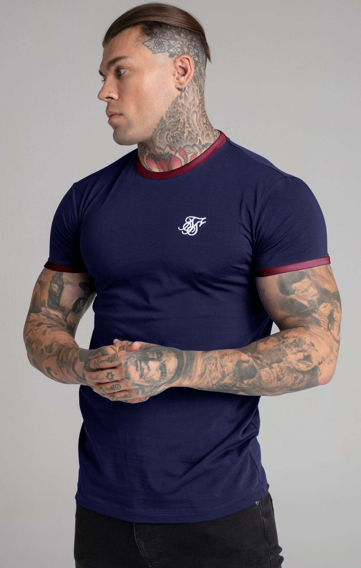 Siksilk T-Shirt »T-Shirts Navy Short Sleeve Ringer T-Shirt« von SikSilk