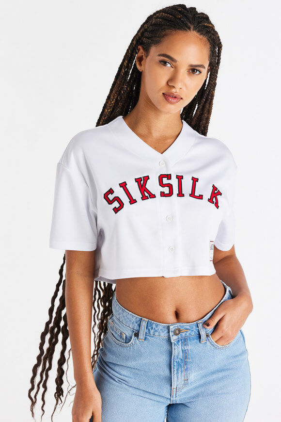 Siksilk Baseball Crop T-Shirt | White | Damen  | 32 von Siksilk