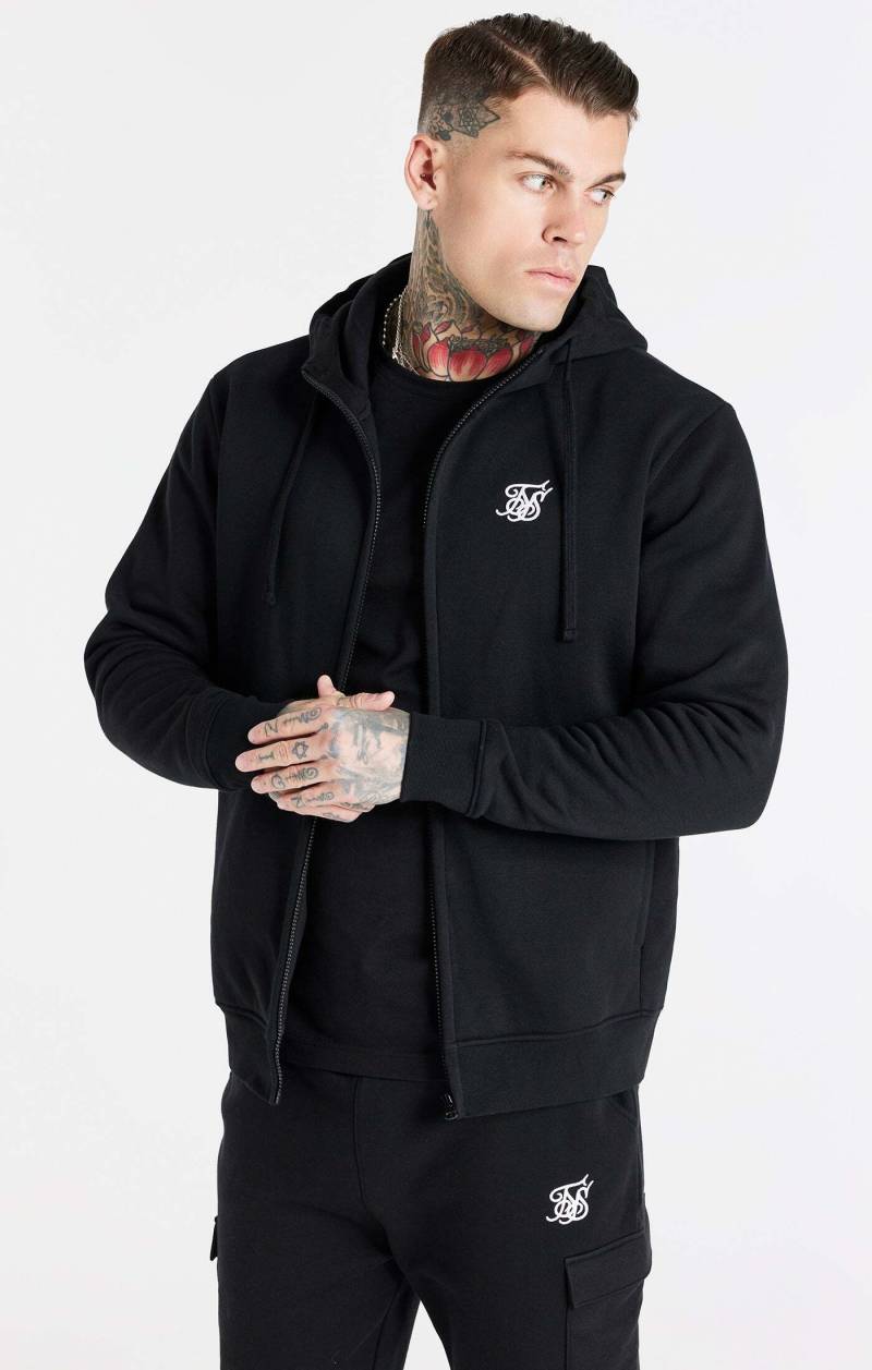 Siksilk Kurzarmpullover »Kapuzenpullover Black Essential Zip Through Funnel Hoodie« von Siksilk