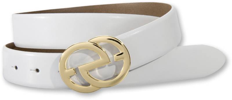 Silberfarbengift Koppelgürtel, grafische Schliesse goldfarben von Silbergift