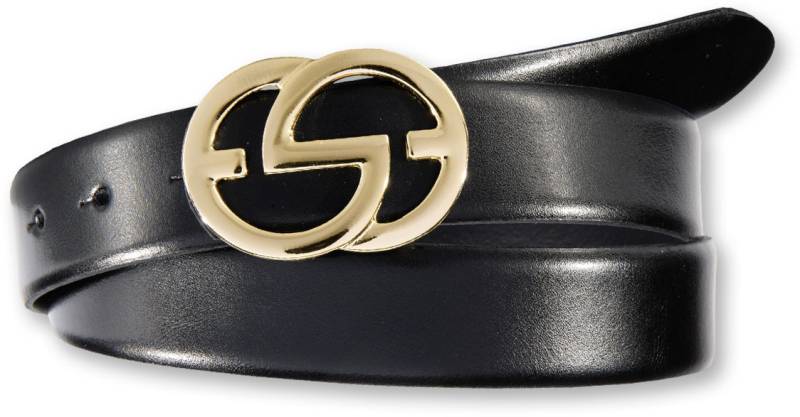 Silberfarbengift Koppelgürtel, grafische Schliesse goldfarben von Silbergift