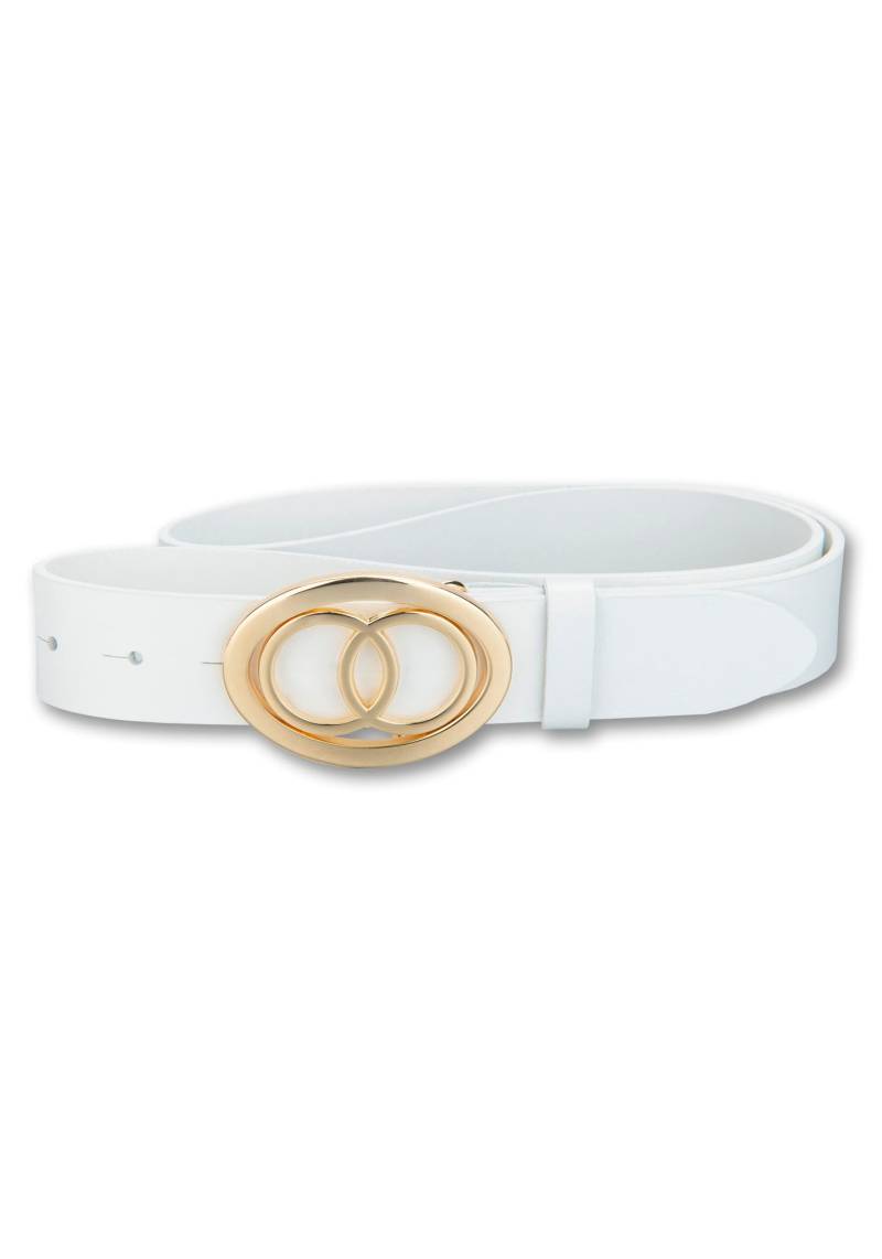 Silberfarbengift Koppelgürtel, Ovale goldfarbene Schliesse von Silbergift
