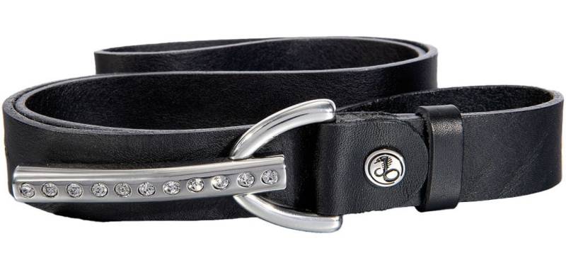 Silberfarbengift Ledergürtel, Metallic-Look, mit Strass-Steinen besetzt, Logo-Pin von Silbergift