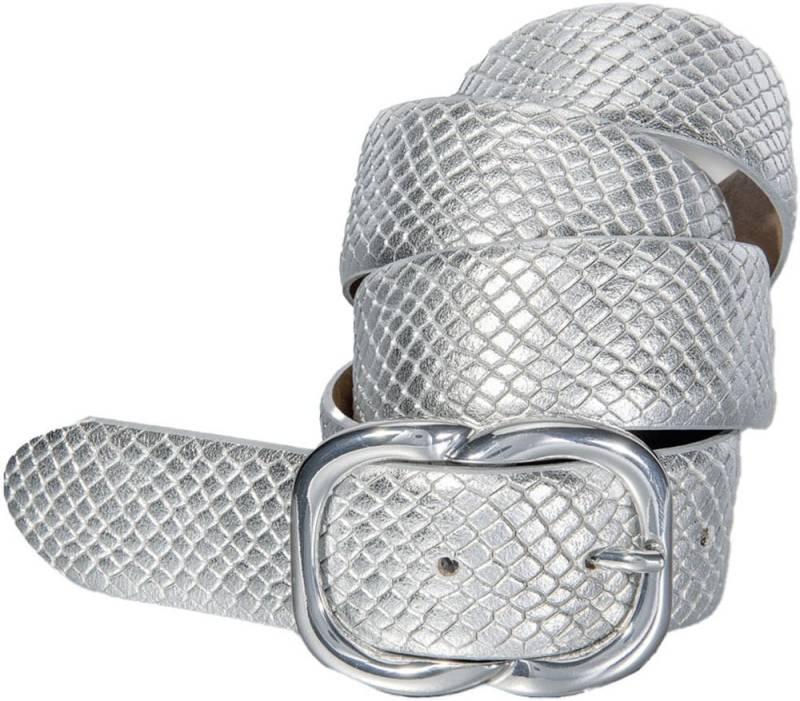 Silberfarbengift Ledergürtel, Metallic-Look, edles Rindleder mit Glanzeffekt von Silbergift