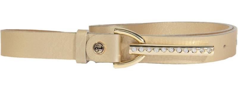 Silberfarbengift Ledergürtel, Metallic-Look, mit Strass-Steinen besetzt, Logo-Pin von Silbergift