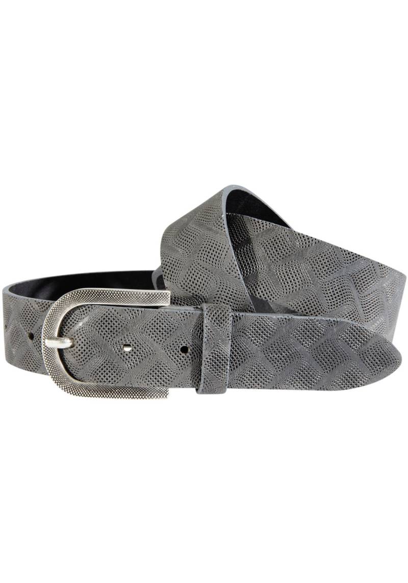 Silberfarbengift Ledergürtel, Mit feiner Rautenprägung, Schliesse im Antik-Look von Silbergift