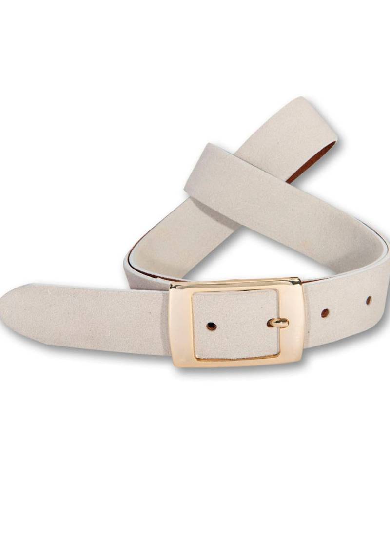 Silberfarbengift Ledergürtel, Eckige goldfarbene Schliesse, Veloursleder von Silbergift