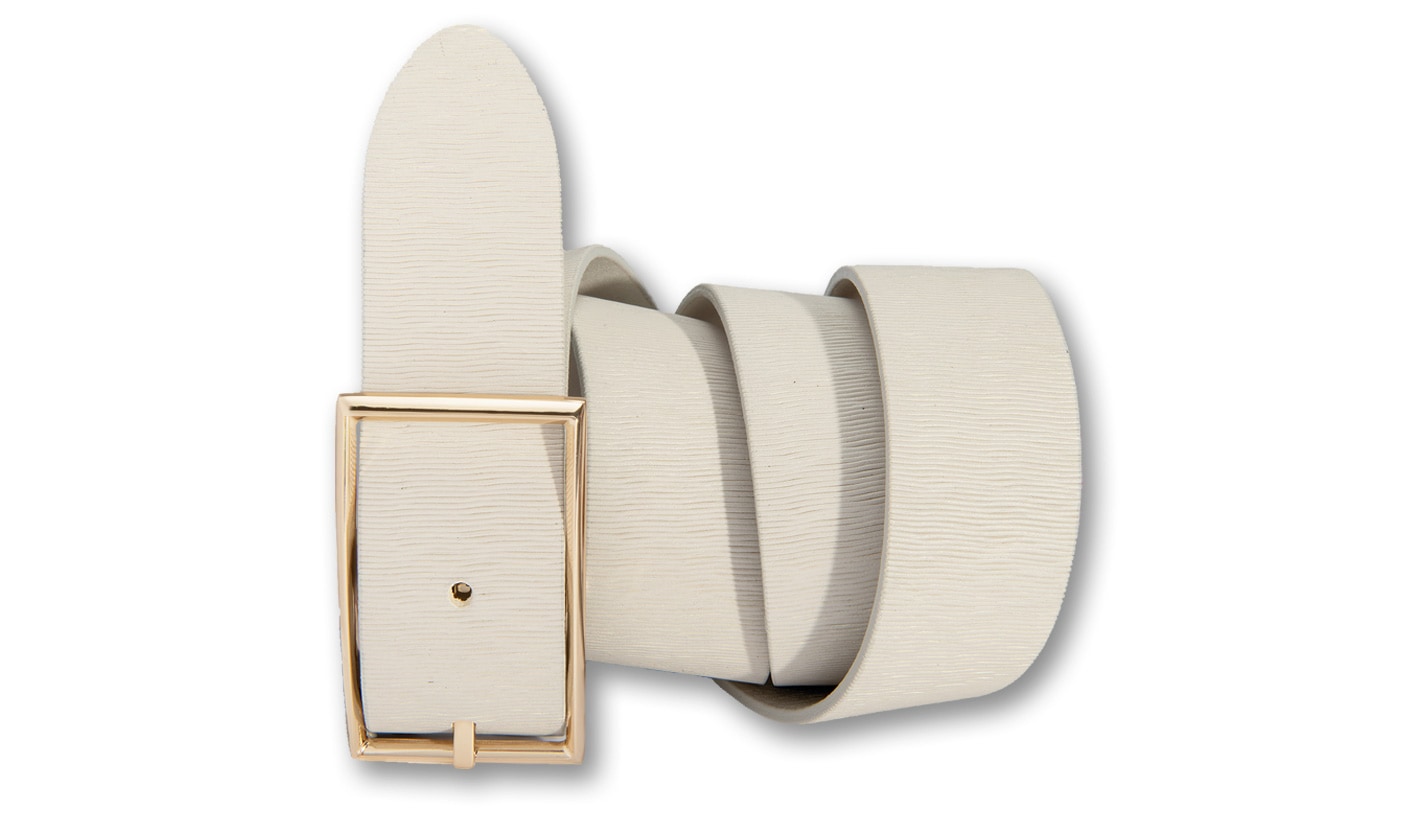 Silberfarbengift Ledergürtel, Schraffiert, goldfarbene Schliesse Silberfarbengift Ledergürtel, Schraffiert, goldfarbene Schliesse von Silbergift