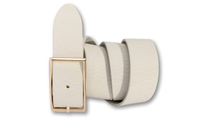 Silberfarbengift Ledergürtel, Schraffiert, goldfarbene Schliesse von Silbergift