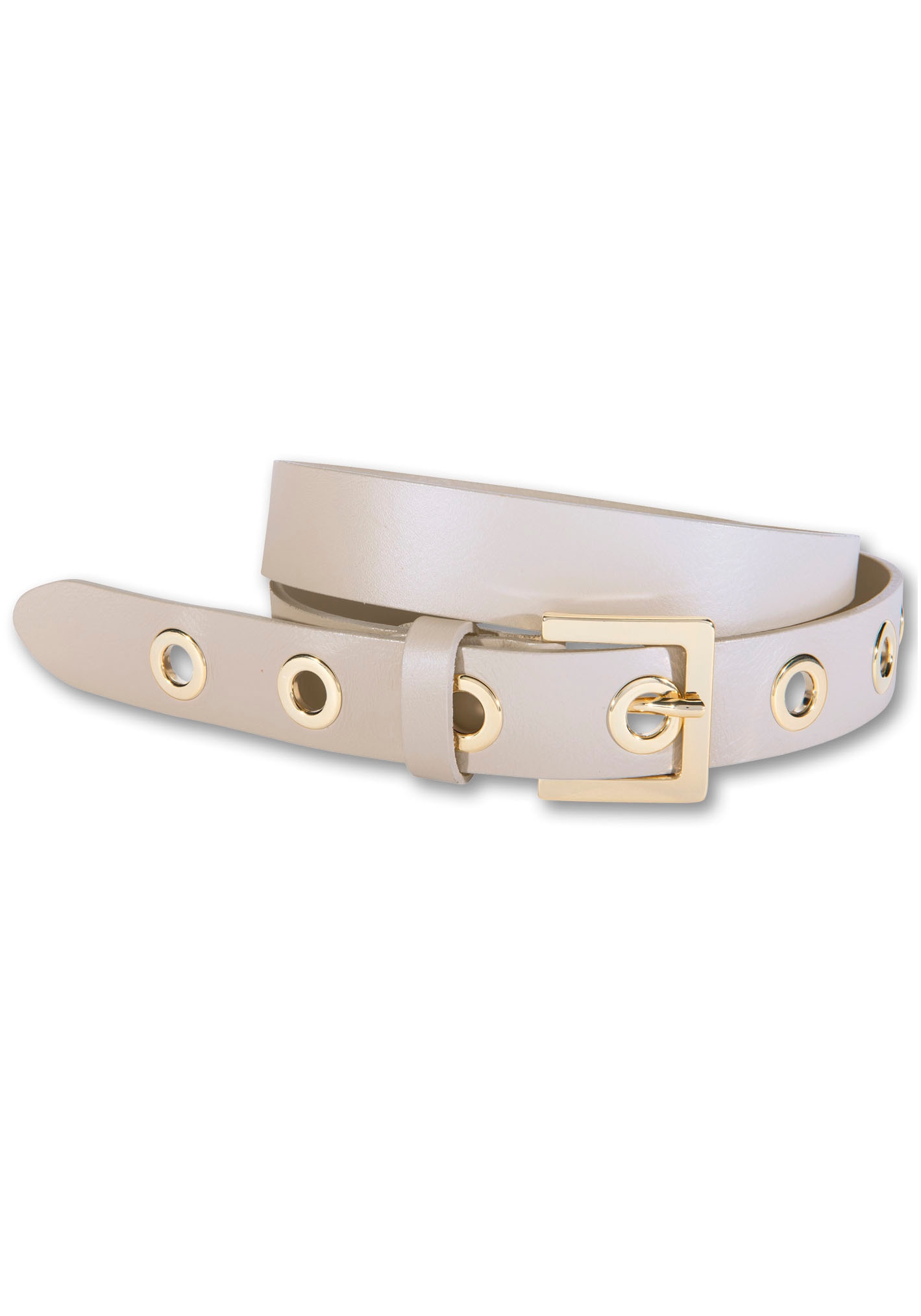 Silberfarbengift Ledergürtel, Mit Metallösen, eckige Schliesse goldfarben Silberfarbengift Ledergürtel, Mit Metallösen, eckige Schliesse goldfarben von Silbergift
