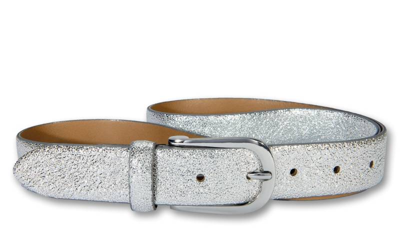 Silberfarbengift Ledergürtel, Mit Metallic-Effekt, Schliesse silberfarben von Silbergift