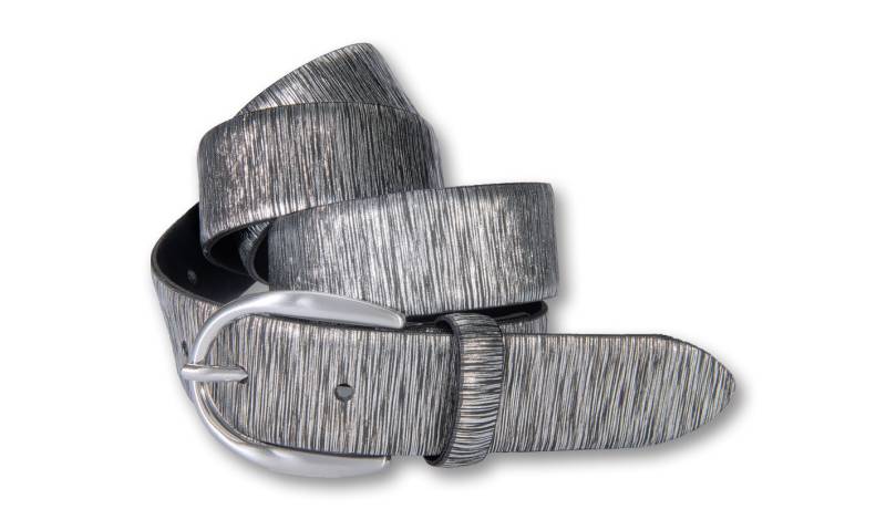 Silberfarbengift Ledergürtel, Mit metallischer Prägung von Silbergift
