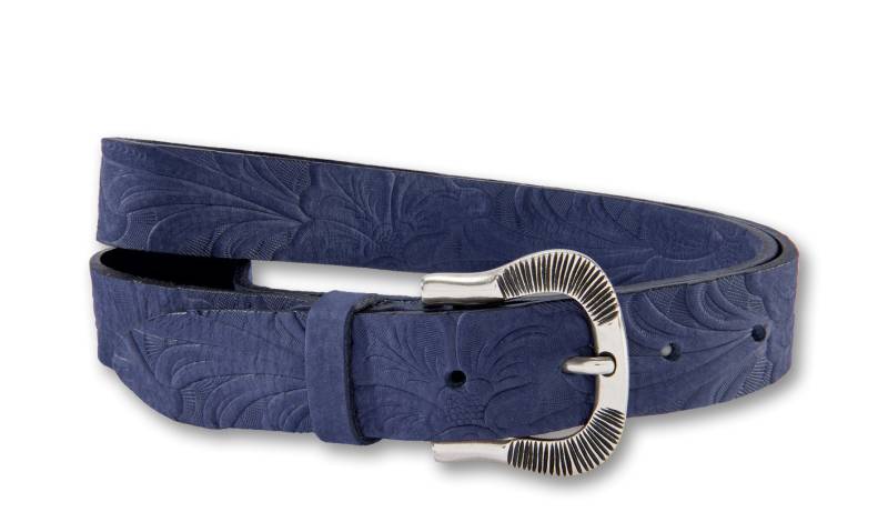 Silberfarbengift Ledergürtel, Mit floraler Prägung von Silbergift