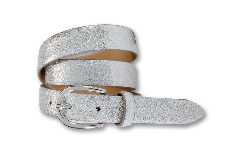 Silberfarbengift Ledergürtel, Glänzender Metallic-Look von Silbergift