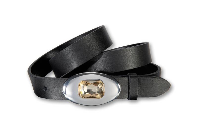 Silberfarbengift Koppelgürtel, Mit Glitzerstein auf der Schliesse von Silbergift