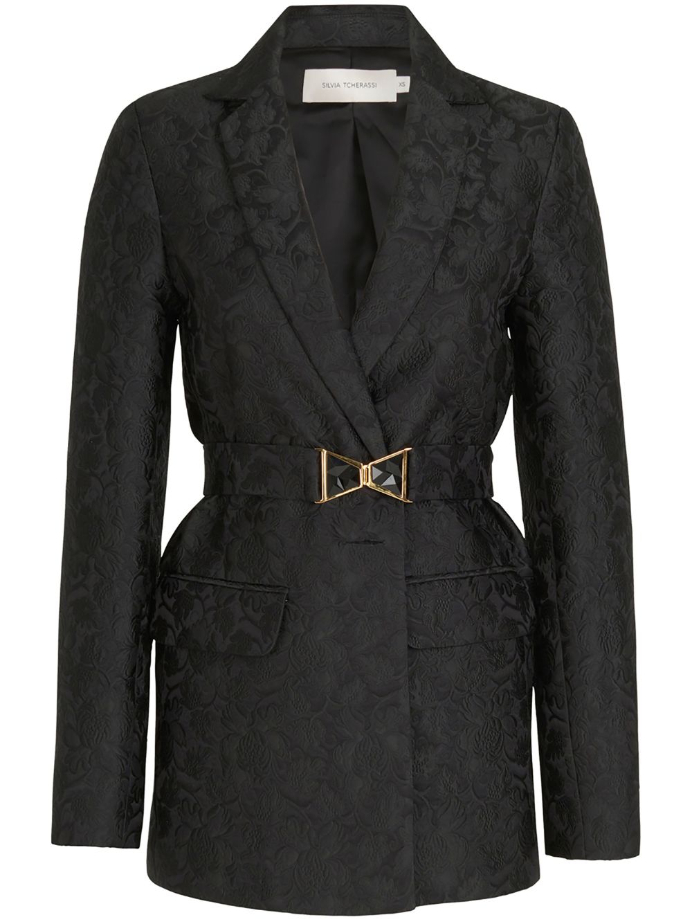 Silvia Tcherassi Cuneo floral-jacquard belted blazer - Black von Silvia Tcherassi