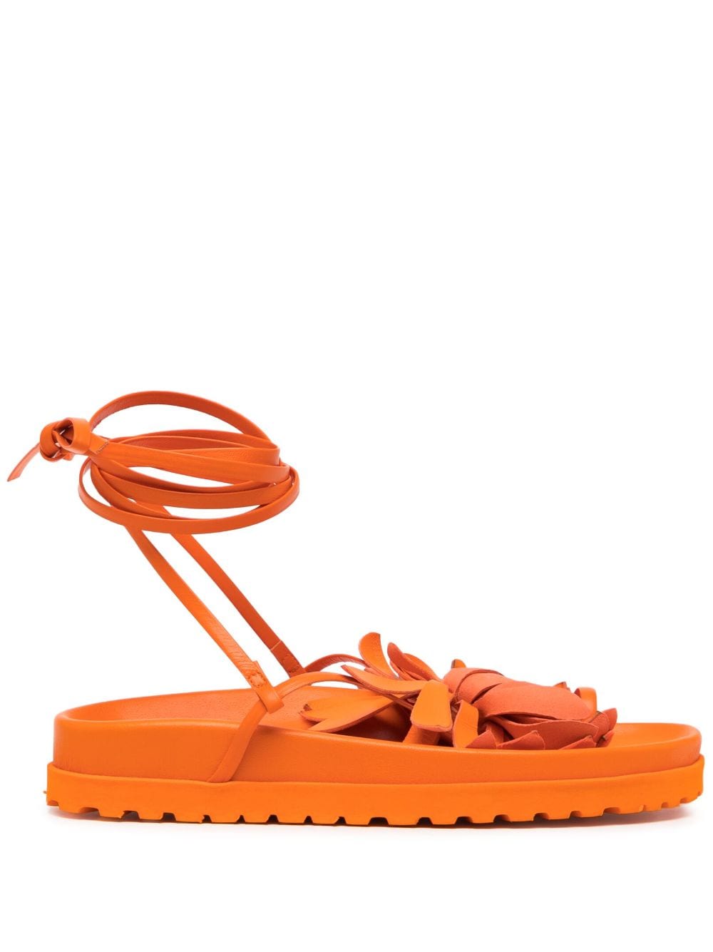 Silvia Tcherassi Idania floral-appliqué leather sandals - Orange von Silvia Tcherassi