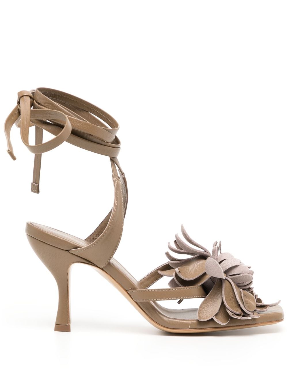 Silvia Tcherassi Tita floral-appliqué leather sandals - Grey von Silvia Tcherassi