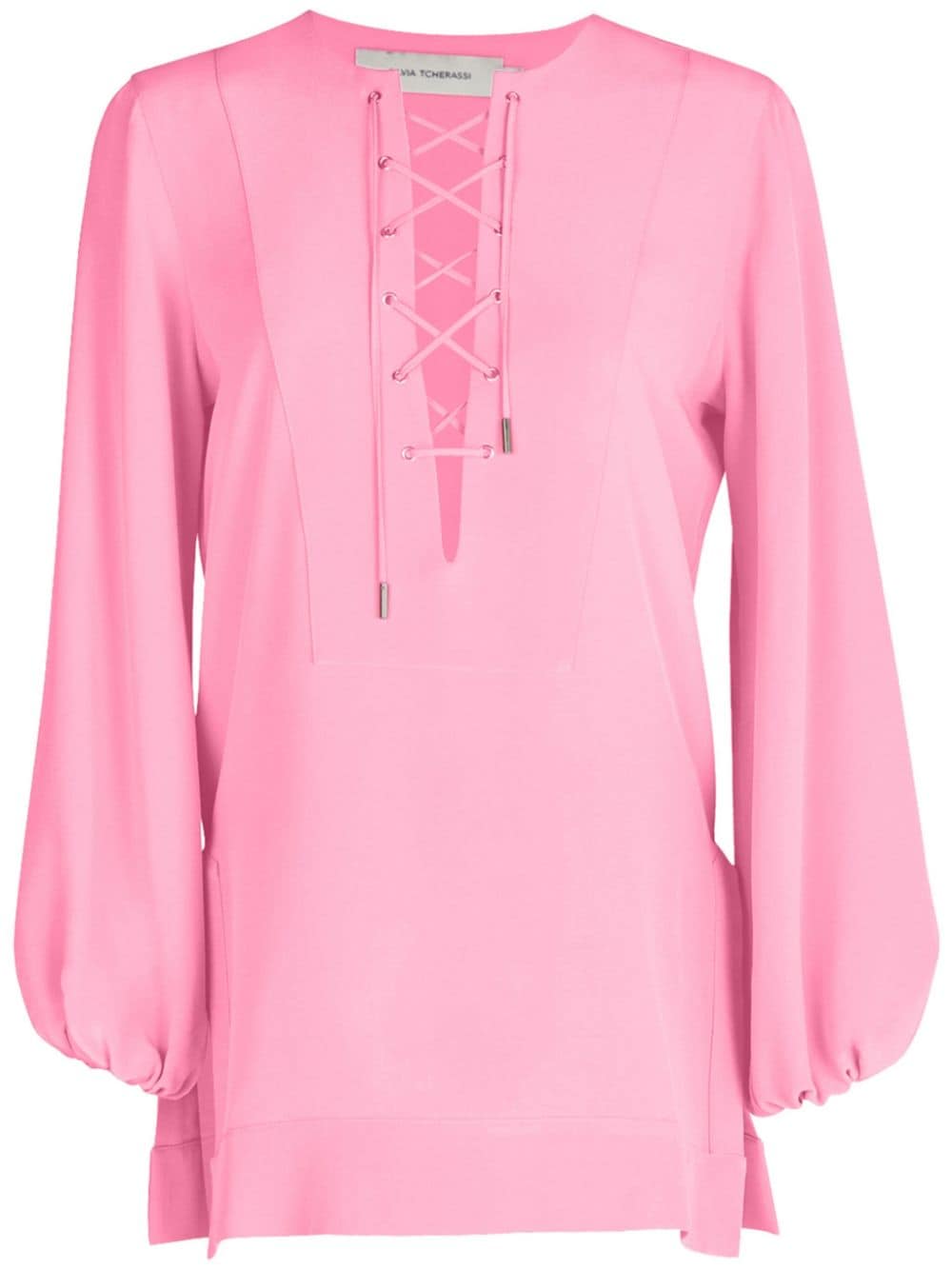 Silvia Tcherassi lace-up silk shirt - Pink von Silvia Tcherassi