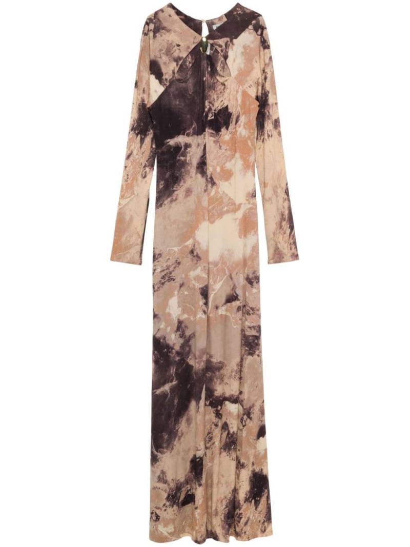 Simkhai Etta abstract-print long dress - Brown von Simkhai