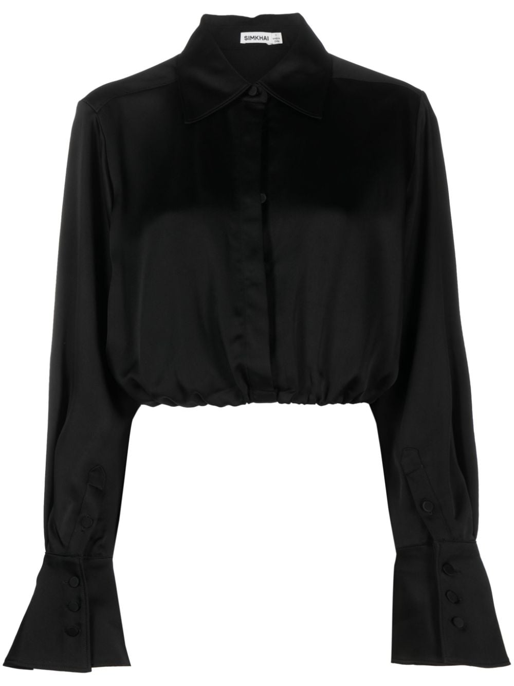 Simkhai cropped satin shirt - Black von Simkhai