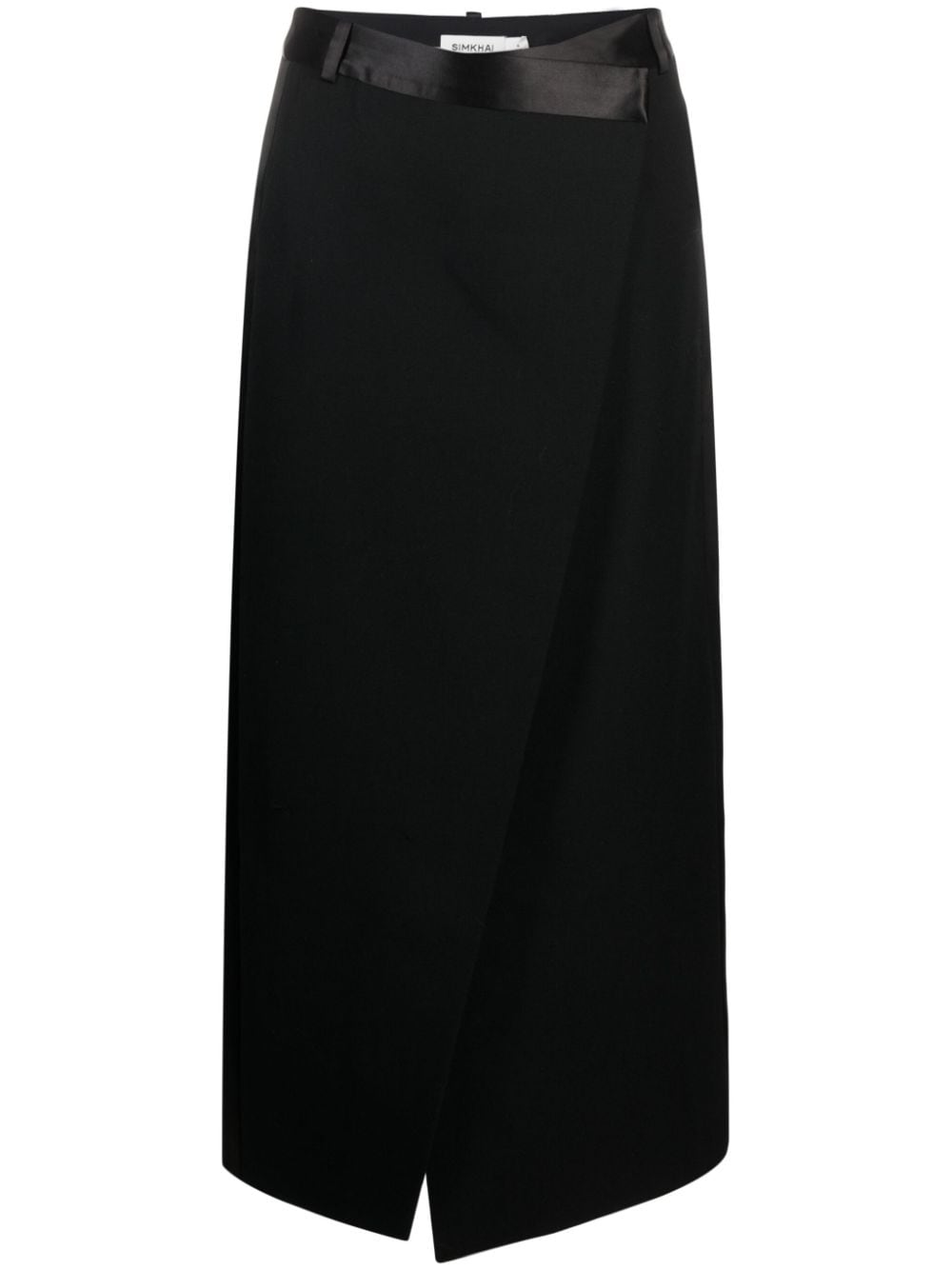 Simkhai satin-belt wrap midi skirt - Black von Simkhai