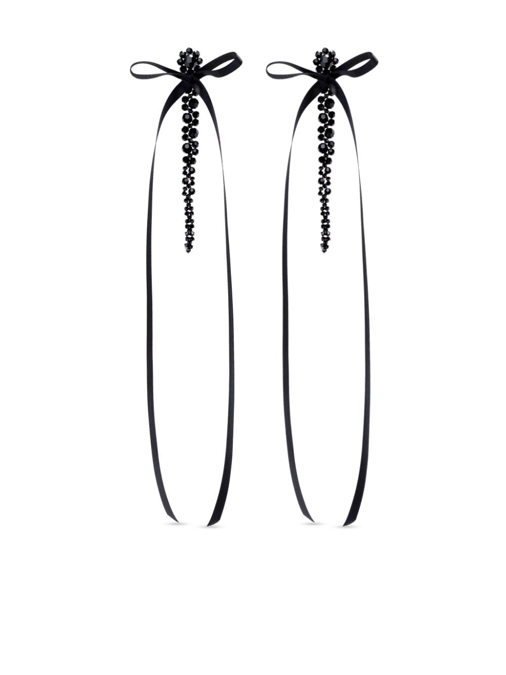 Simone Rocha Bow Ribbon drop earrings - Black von Simone Rocha