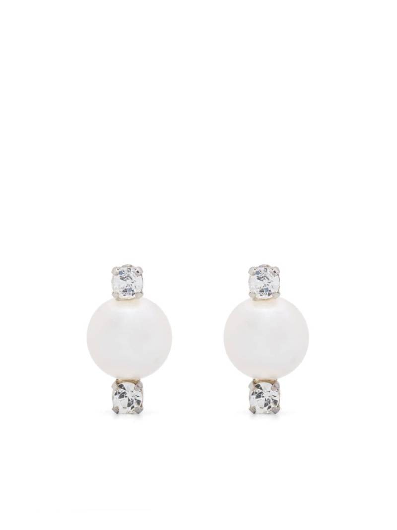 Simone Rocha Double Crystal pearl stud earrings - Silver von Simone Rocha