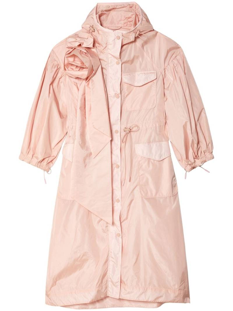 Simone Rocha Rose-appliqué hooded parka coat - Pink von Simone Rocha