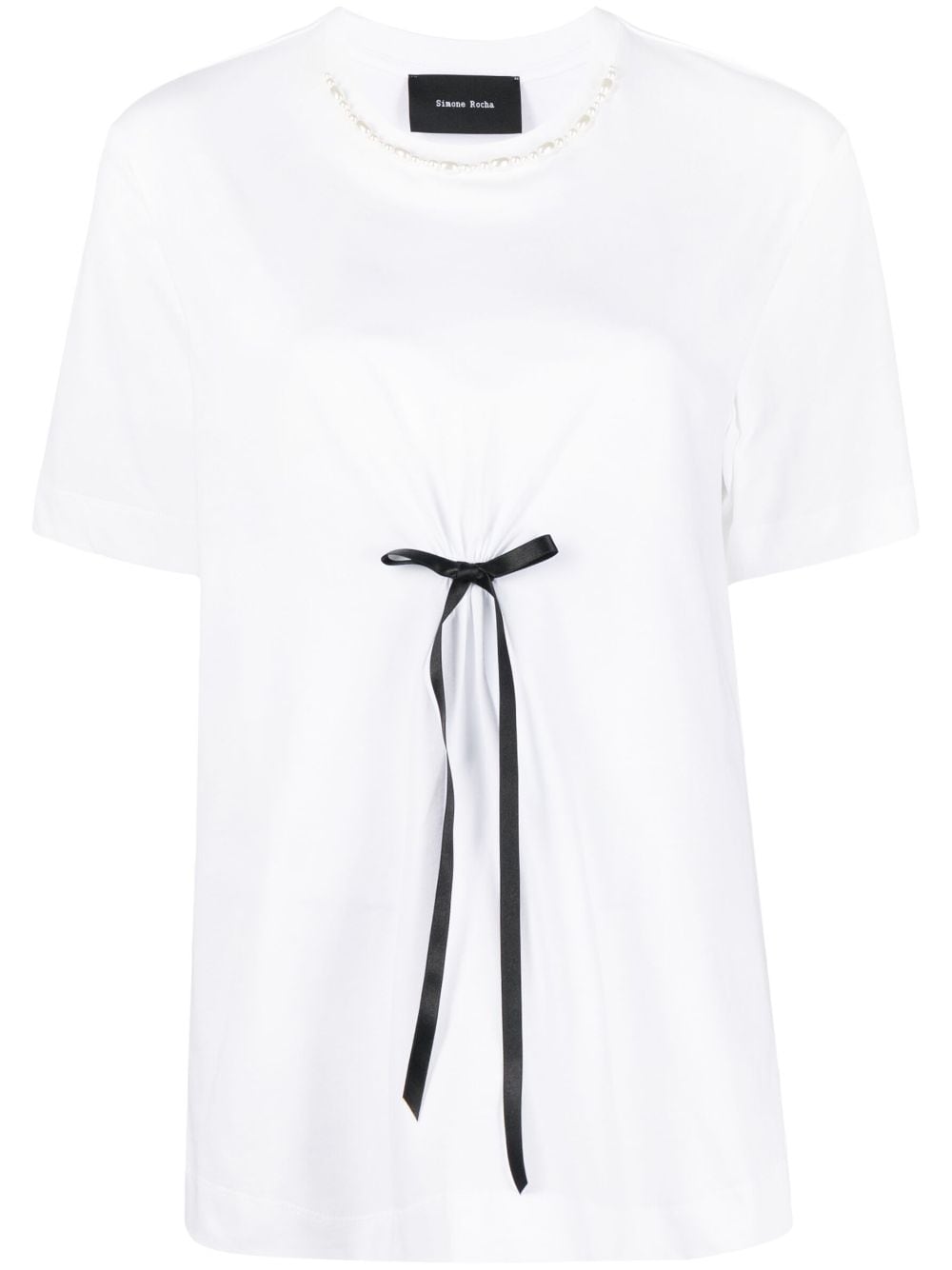 Simone Rocha bow-detail short-sleeve T-shirt - White von Simone Rocha