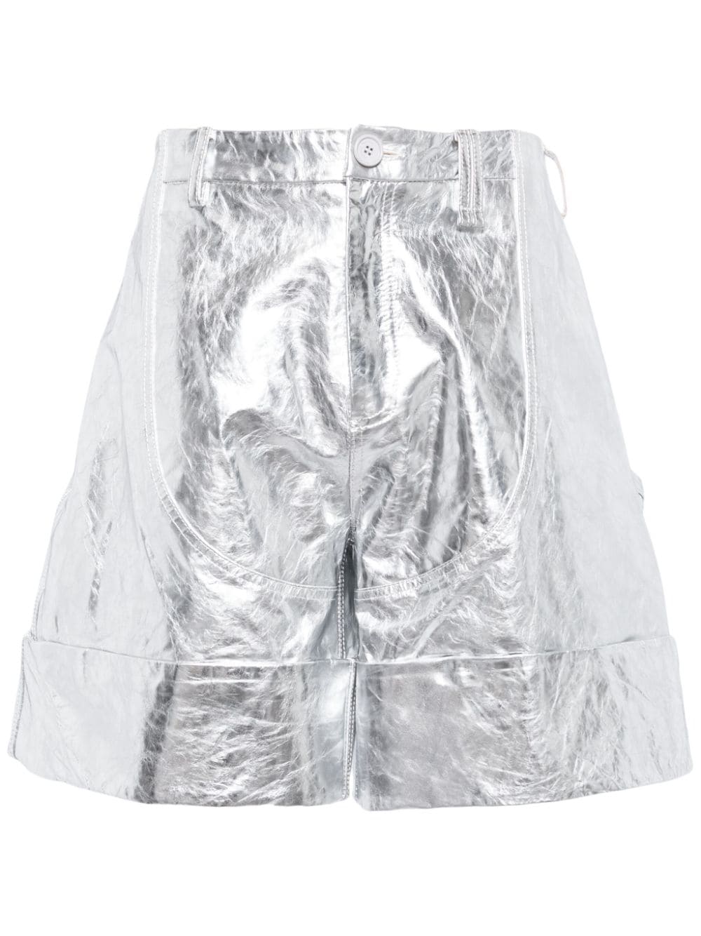 Simone Rocha crinkled A-line leather shorts - Silver von Simone Rocha