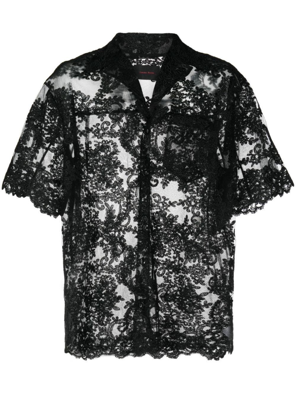 Simone Rocha lace-detailed short-sleeve shirt - Black von Simone Rocha