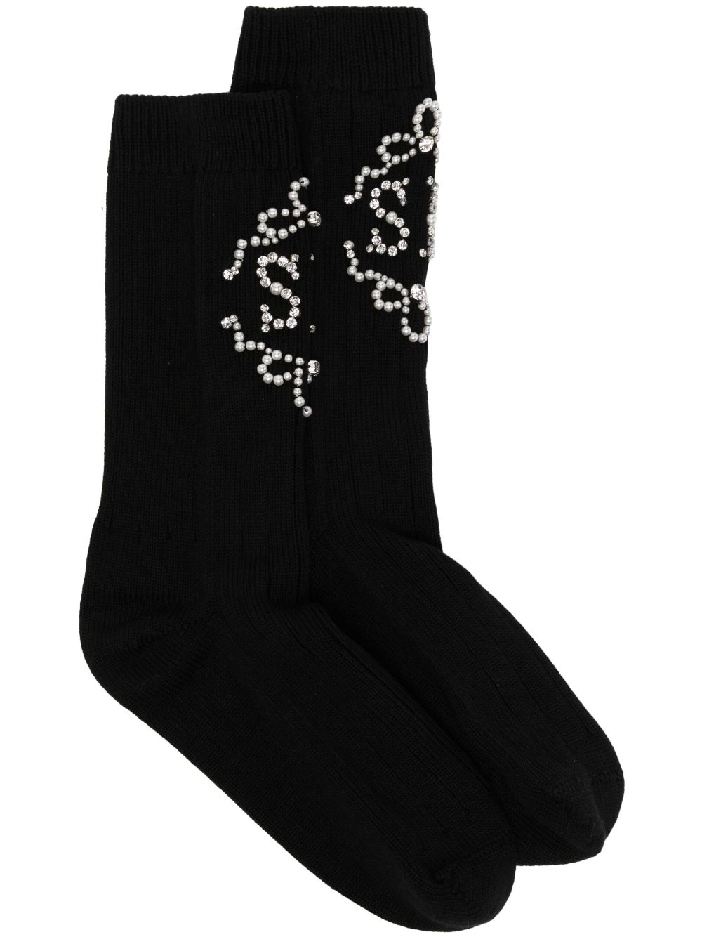 Simone Rocha monogram-embellished cotton socks - Black von Simone Rocha