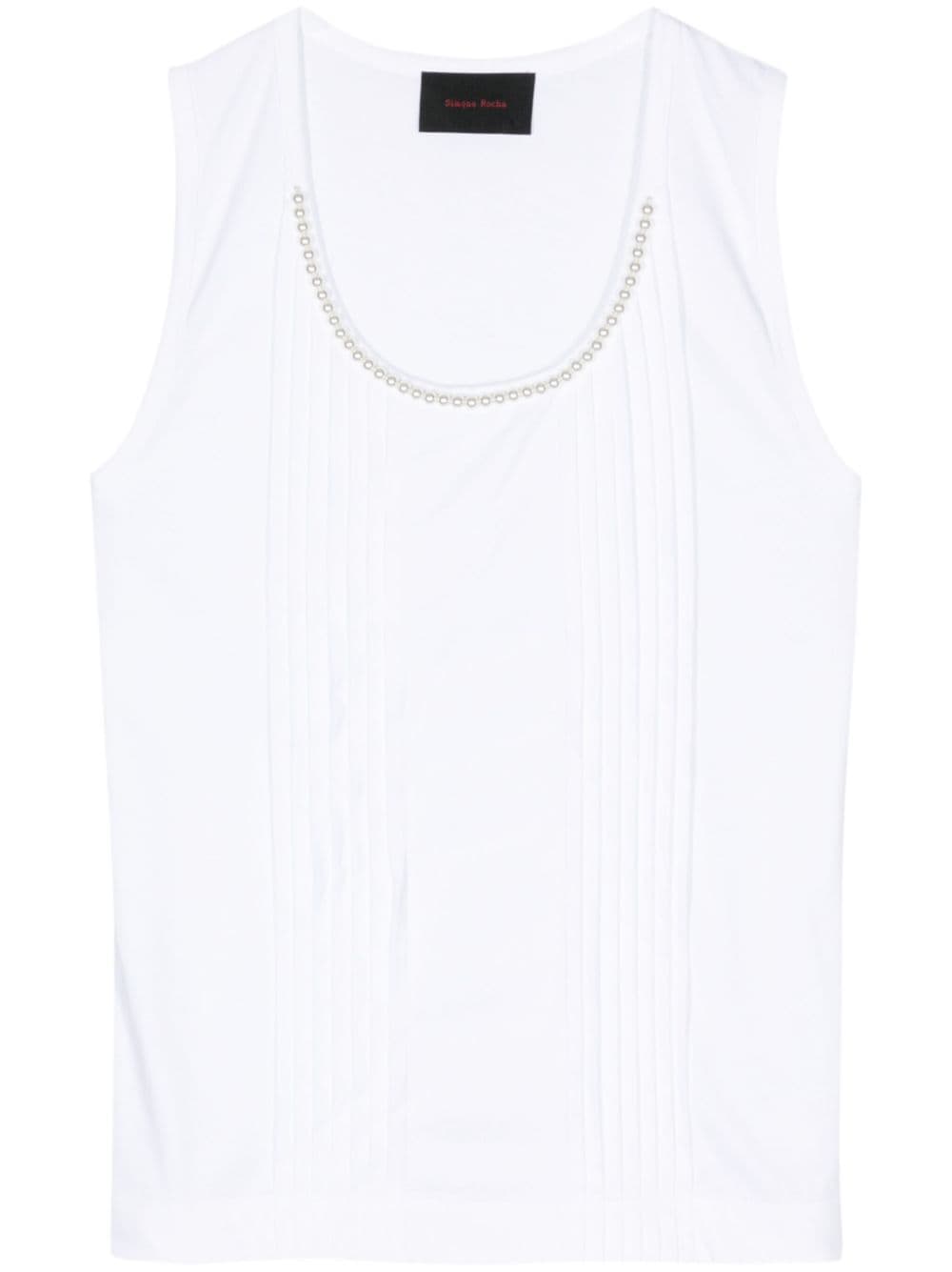 Simone Rocha pearl-necklace cotton tank top - White von Simone Rocha