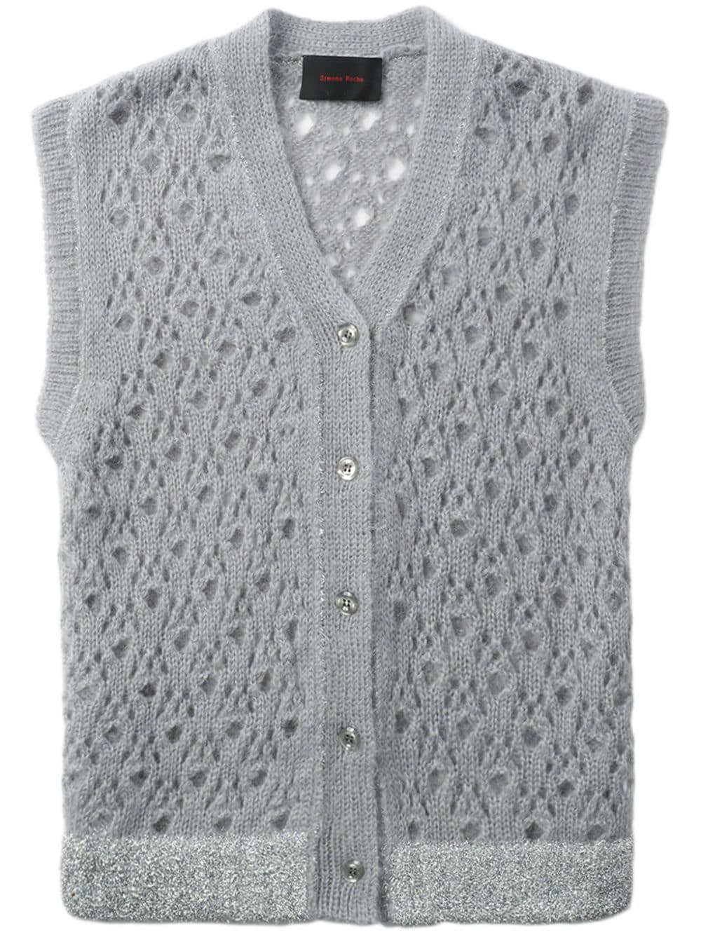 Simone Rocha pointelle-knit glittered vest - Grey von Simone Rocha