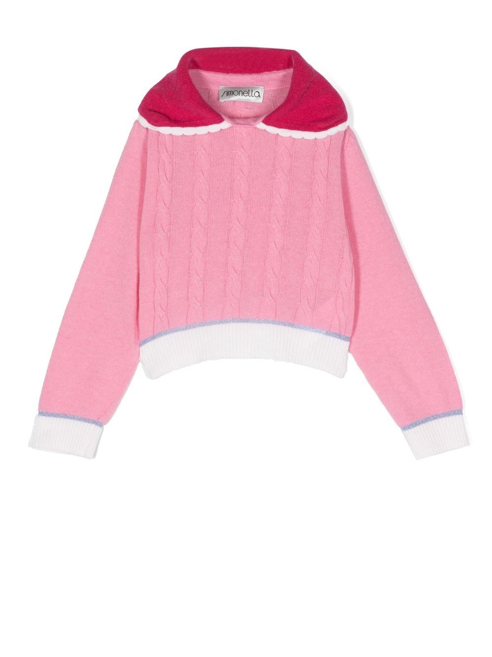 Simonetta Peter Pan-collar cable-knit jumper - Pink von Simonetta