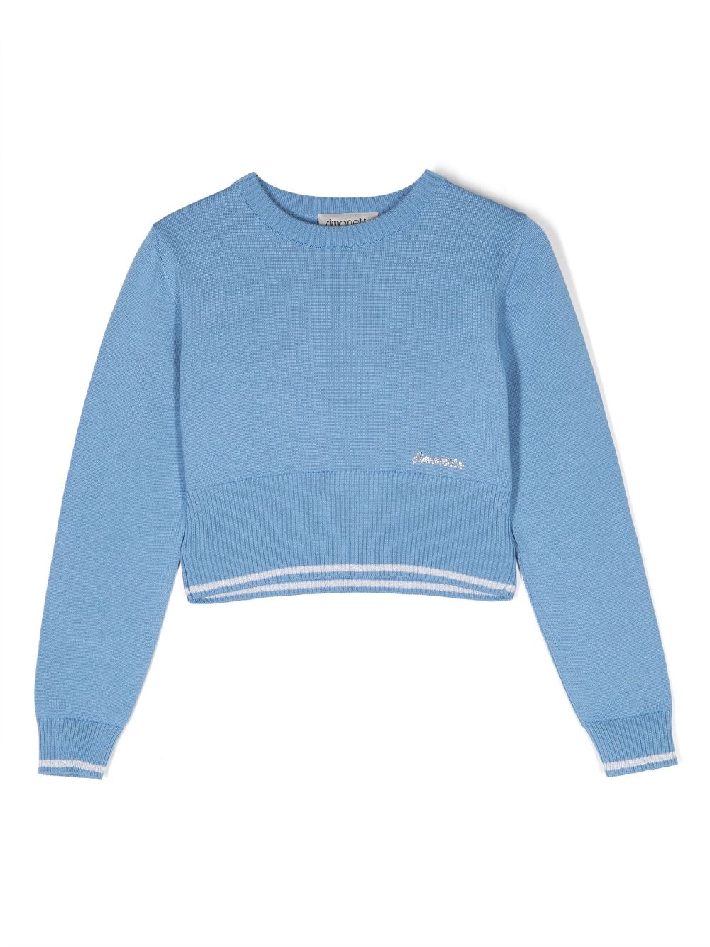 Simonetta crystal-embellished logo knitted jumper - Blue von Simonetta