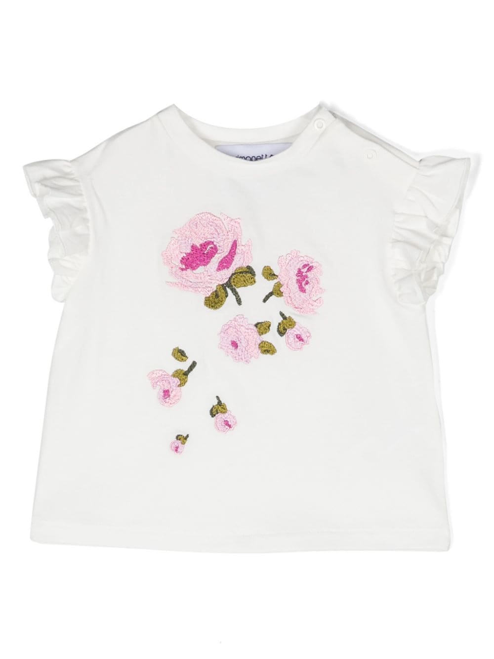 Simonetta floral-appliqué ruffled T-shirt - White von Simonetta